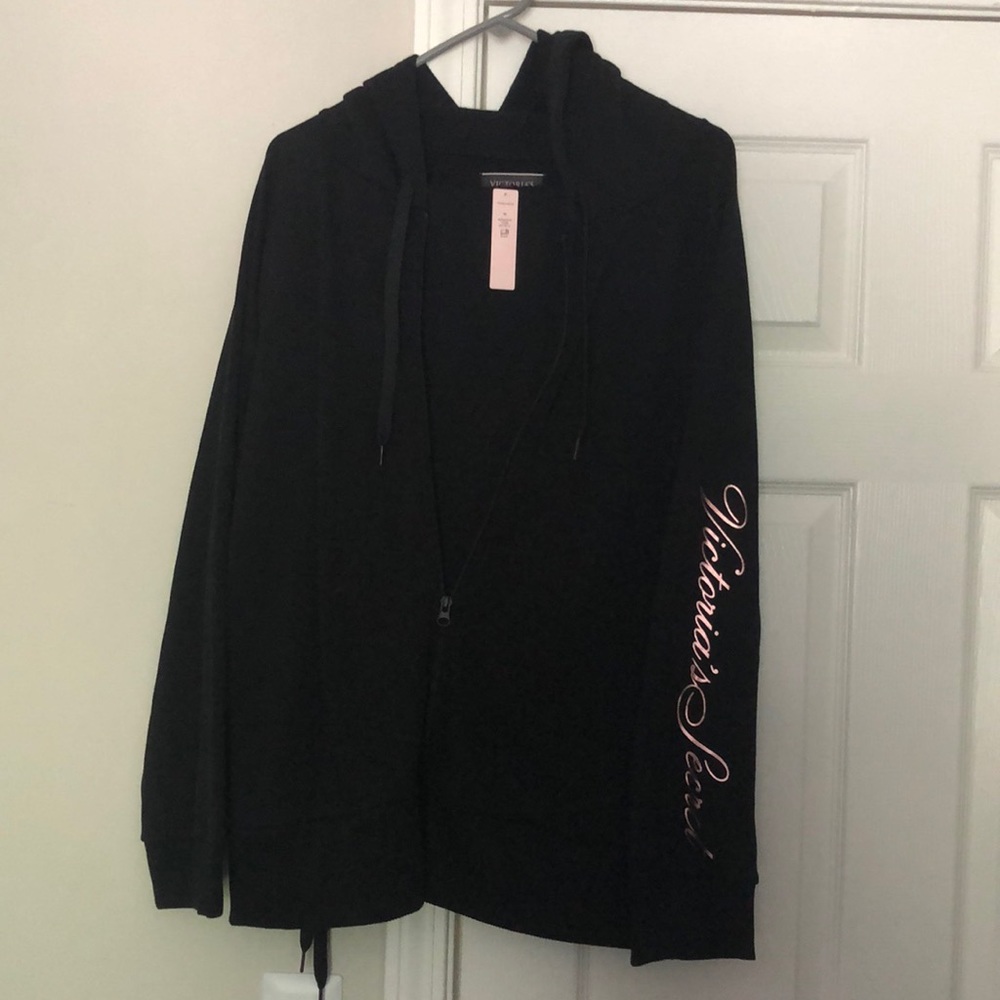 Victoria’s Secret black zip up hoodie and matching jogger sweat pants.